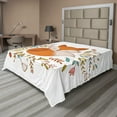 thumbnail image 1 of Ambesonne Cartoon Flat Sheet, Fox Flowers, King Size, Dark Orange White, 1 of 1