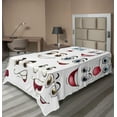thumbnail image 1 of Ambesonne Cartoon Flat Sheet, Hand Drawn Faces, TwinXL Size, Multicolor, 1 of 1