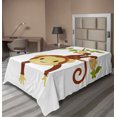 thumbnail image 1 of Ambesonne Cartoon Flat Sheet, Monkey on Liana, TwinXL Size, Brown Green and Pink, 1 of 1