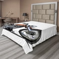 thumbnail image 1 of Ambesonne Cartoon Flat Sheet, Motorbike Adventure, Full Size, Orange Black, 1 of 1
