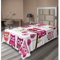 thumbnail image 1 of Ambesonne Cartoon Flat Sheet, Owls Branches, Twin Size, Purple Brown and Pink, 1 of 1