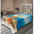 thumbnail image 1 of Ambesonne Cartoon Flat Sheet, Seascape Summer Beach, TwinXL Size, Blue Orange Purple, 1 of 1
