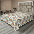 thumbnail image 1 of Ambesonne Cartoon Flat Sheet, Tigers and Leafy Branches, King Size, Dark Orange Multicolor, 1 of 1