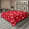 thumbnail image 1 of Ambesonne Cartoon Flat Sheet, Watermelon Shaped Girl Art, Full Size, Scarlet and Multicolor, 1 of 1