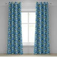thumbnail image 1 of Ambesonne Cartoon Grommet Curtain, Abstract Moon and Clouds, 50" x 96", Yellow Blue, 1 of 6