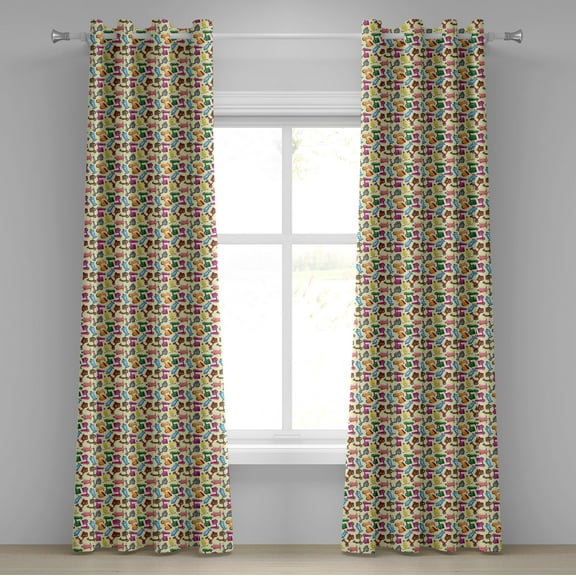 Ambesonne Cartoon Grommet Curtain, Colorful Motorcycles, 50" x 72", Blue Yellow