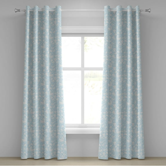 Ambesonne Cartoon Grommet Curtain, Hearts Teddy Bears Clothes, 50" x 96", Pale Blue and White