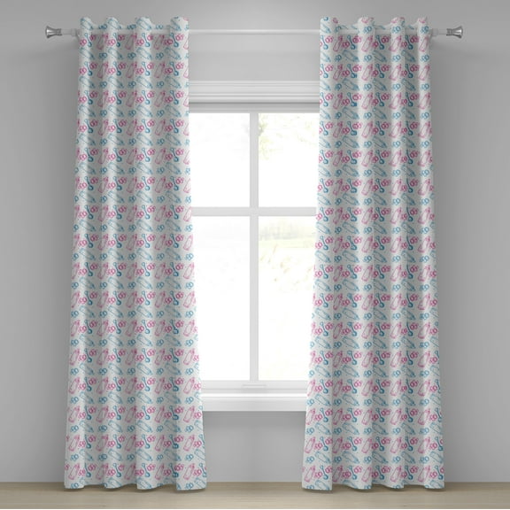 Ambesonne Cartoon Grommet Curtain, Milk Bottles Pacifiers Art, 50" x 108", White Pink Blue
