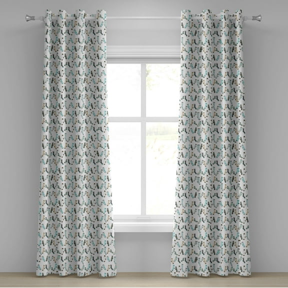 Ambesonne Cartoon Grommet Curtain, Rain of Socks Laundry, 50" x 84", Dark Blue Beige