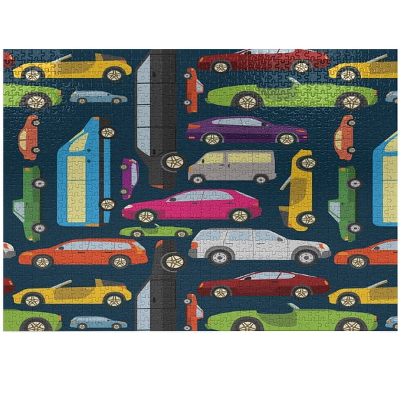 Ambesonne Cartoon Jigsaw Puzzle Durable Cardboard, Colorful Sport Cars, 1000 pcs, Multicolor