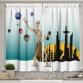 thumbnail image 1 of Ambesonne Cartoon Kitchen Curtains, Alien Planets Galaxy, 55"x30", Multicolor, 1 of 3