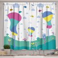 thumbnail image 1 of Ambesonne Cartoon Kitchen Curtains, Clouds Hills and Trees Fun, 55"x39", White Dark Seafoam and Aqua, 1 of 3