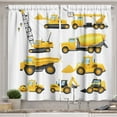 thumbnail image 1 of Ambesonne Cartoon Kitchen Curtains, Construction Vehicles, 55"x39", Earth Yellow Black, 1 of 3