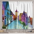 thumbnail image 1 of Ambesonne Cartoon Kitchen Curtains, European House Scenery, 55"x39", Multicolor, 1 of 3