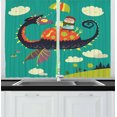 thumbnail image 1 of Ambesonne Cartoon Kitchen Curtains, Fantasy Dragon Rider, 55"x39", Multicolor, 1 of 2