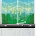 thumbnail image 1 of Ambesonne Cartoon Kitchen Curtains, Fantasy Morning, 55"x39", Pale Green Fern Green, 1 of 2