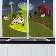 thumbnail image 1 of Ambesonne Cartoon Kitchen Curtains, Farm Cow Alien Comics, 55"x39", Multicolor, 1 of 2