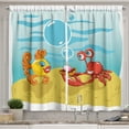 thumbnail image 1 of Ambesonne Cartoon Kitchen Curtains, Fish Crab Cartoon, 55"x45", Yellow Red and Blue, 1 of 3