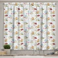 thumbnail image 1 of Ambesonne Cartoon Kitchen Curtains, Flower Dragonfly Bugs, 55"x45", Pale Blue Pink Red, 1 of 3