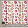 thumbnail image 1 of Ambesonne Cartoon Kitchen Curtains, Flowers Heart Shapes, 55"x45", Lime Purple Red, 1 of 1