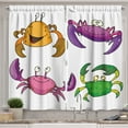 thumbnail image 1 of Ambesonne Cartoon Kitchen Curtains, Funny Crabs Pattern, 55"x45", Purple Fern Green, 1 of 3