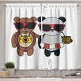 thumbnail image 1 of Ambesonne Cartoon Kitchen Curtains, Funny Tourist Bear Panda, 55"x39", White Dark Grey and Caramel, 1 of 1