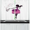 thumbnail image 1 of Ambesonne Cartoon Kitchen Curtains, Girl Butterfly Cage, 55"x45", Dark Magenta Dark Brown, 1 of 3
