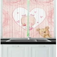 thumbnail image 1 of Ambesonne Cartoon Kitchen Curtains, Girls Teddy Bear, 55"x39", Sand Brown Pale Pink, 1 of 3