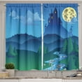 thumbnail image 1 of Ambesonne Cartoon Kitchen Curtains, Lonely Castle, 55"x39", Pale Yellow Jade Green, 1 of 3