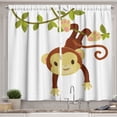 thumbnail image 1 of Ambesonne Cartoon Kitchen Curtains, Monkey on Liana, 55"x45", Brown Green and Pink, 1 of 3