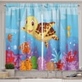 thumbnail image 1 of Ambesonne Cartoon Kitchen Curtains, Turtle Fishes, 55"x39", Multicolor, 1 of 3