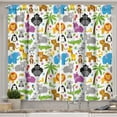 thumbnail image 1 of Ambesonne Cartoon Kitchen Curtains, Various Animals, 55"x39", Multicolor, 1 of 3