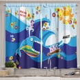 thumbnail image 1 of Ambesonne Cartoon Kitchen Curtains, Whale Fish Rabbit Sun, 55"x36", Multicolor, 1 of 3