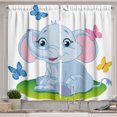 thumbnail image 1 of Ambesonne Cartoon Kitchen Curtains, on the Meadow, 55"x39", Pale Blue Green Pink, 1 of 3