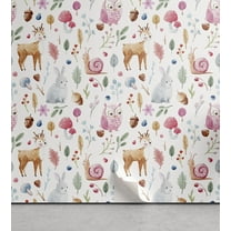 Ambesonne Cartoon Peel & Stick Wallpaper for Home, Deer Snail Owl, 13"x72", Multicolor
