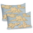 thumbnail image 1 of Ambesonne Cartoon Pillow Sham 2 Pack, Fluffy Clouds Art, 36"x20", Blue Beige, 1 of 1