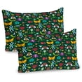 thumbnail image 1 of Ambesonne Cartoon Pillow Sham 2 Pack, Forest Bugs ish Art, 36"x20", Emerald Multicolor, 1 of 3