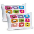 thumbnail image 1 of Ambesonne Cartoon Pillow Sham 2 Pack, Geometric Squares Faces, 36"x20", Emerald Grey, 1 of 3