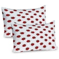 thumbnail image 1 of Ambesonne Cartoon Pillow Sham 2 Pack, Ladybugs Funny Art Pattern, 36"x20", White and Red, 1 of 3
