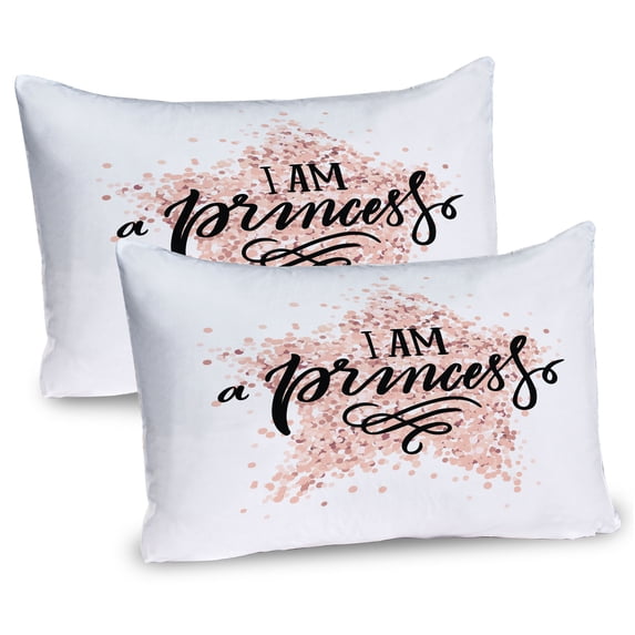 Ambesonne Cartoon Pillow Sham 2 Pack, Modern Dotted Themed Design, 36"x20", White Black Blush
