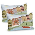 thumbnail image 1 of Ambesonne Cartoon Pillow Sham 2 Pack, Quaint Village Street, 26"x20", Green Teal, 1 of 3