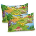 thumbnail image 1 of Ambesonne Cartoon Pillow Sham 2 Pack, Style Animals, 26"x20", Pale Coffee Lime Green, 1 of 3
