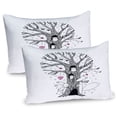 thumbnail image 1 of Ambesonne Cartoon Pillow Sham 2 Pack, Tree Playing, 36"x20", Pink Black White, 1 of 3