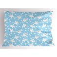 thumbnail image 1 of Ambesonne Cartoon Pillow Sham, AMusing Cat with Yarn, 36" X 20", Cream Blue, 1 of 2