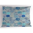thumbnail image 1 of Ambesonne Cartoon Pillow Sham, Abstract Snowflakes, 26" X 20", Beige Aqua Blue, 1 of 2