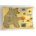thumbnail image 1 of Ambesonne Cartoon Pillow Sham, Bear Bees Honey Comic, 36" X 20", Taupe Yellow, 1 of 2
