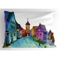 thumbnail image 1 of Ambesonne Cartoon Pillow Sham, European House Scenery, 26" X 20", Multicolor, 1 of 2