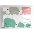 thumbnail image 1 of Ambesonne Cartoon Pillow Sham, Family Love Theme, 36" X 20", Pale Pink Seafoam Grey, 1 of 2