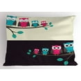 thumbnail image 1 of Ambesonne Cartoon Pillow Sham, Family of Owls, 26" X 20", Multicolor, 1 of 2
