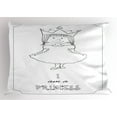 thumbnail image 1 of Ambesonne Cartoon Pillow Sham, Girl in Crown Themed Design, 36" X 20", White Black, 1 of 2
